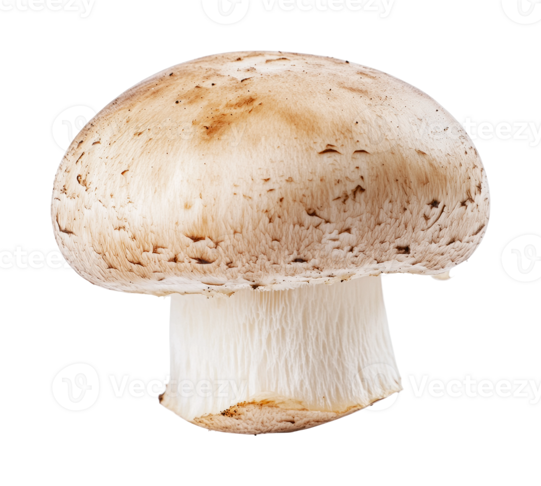 Fresh white mushroom on black background detailed texture and shape png