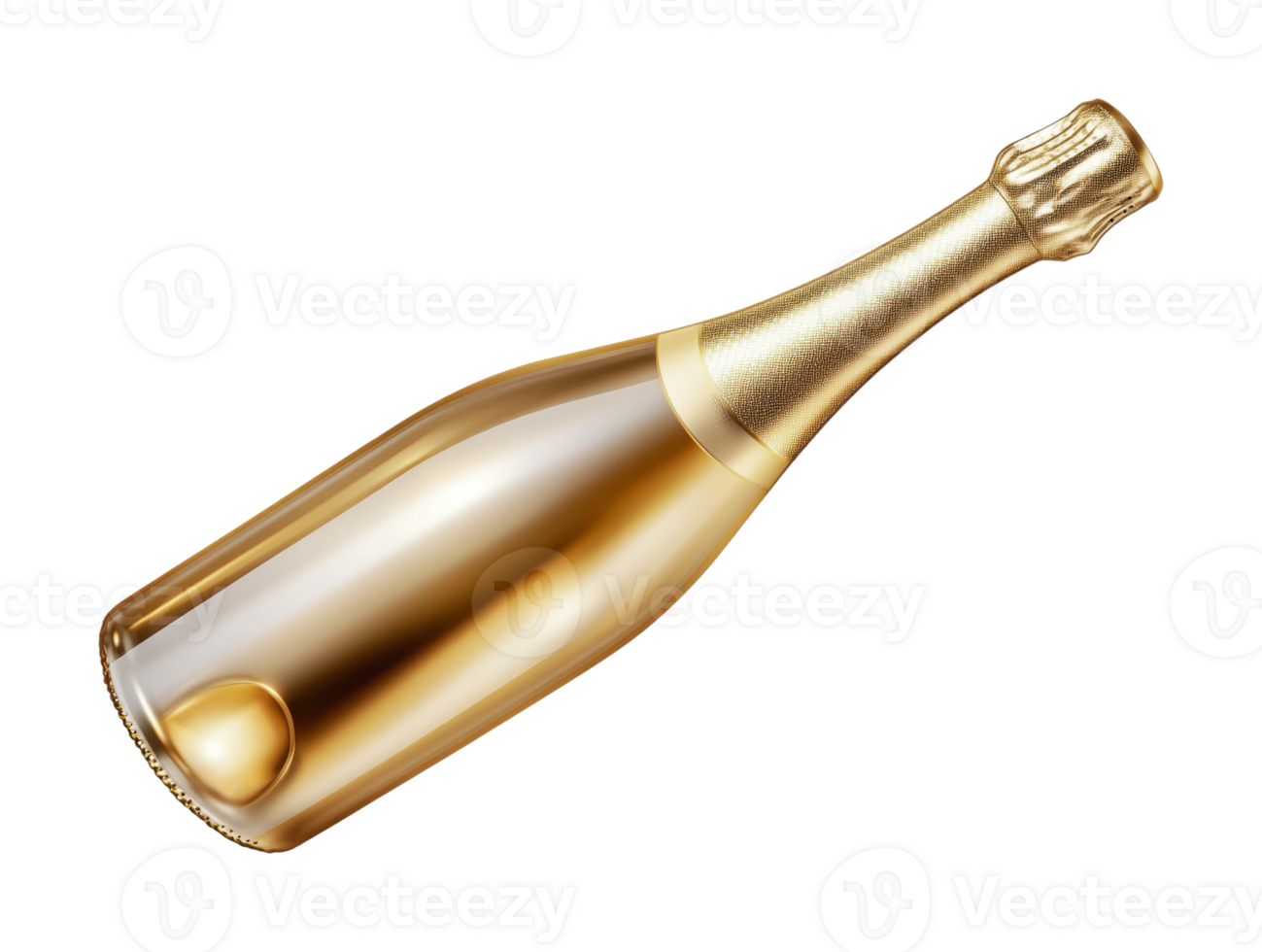 Gold champagne bottle on black background with elegant design png