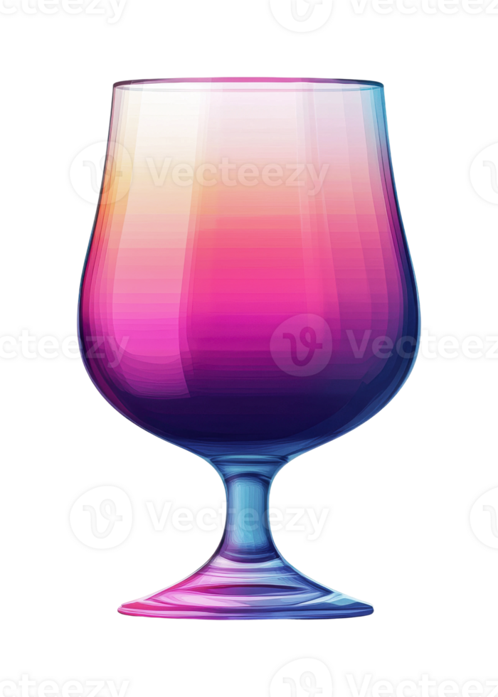Vibrant gradient wine glass with multicolor illumination png