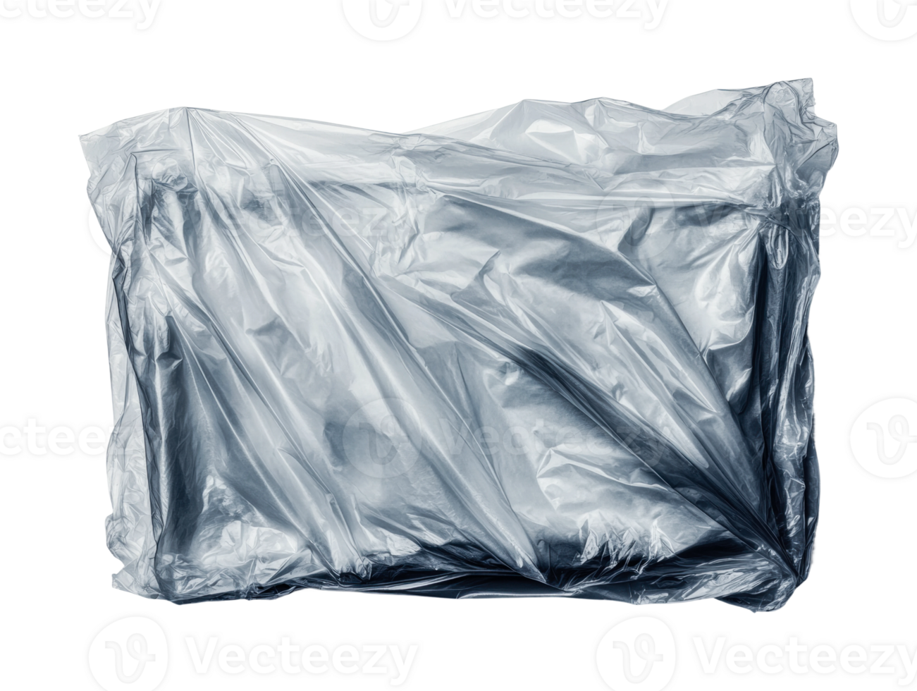 Wrinkled clear plastic bag isolated on white background png