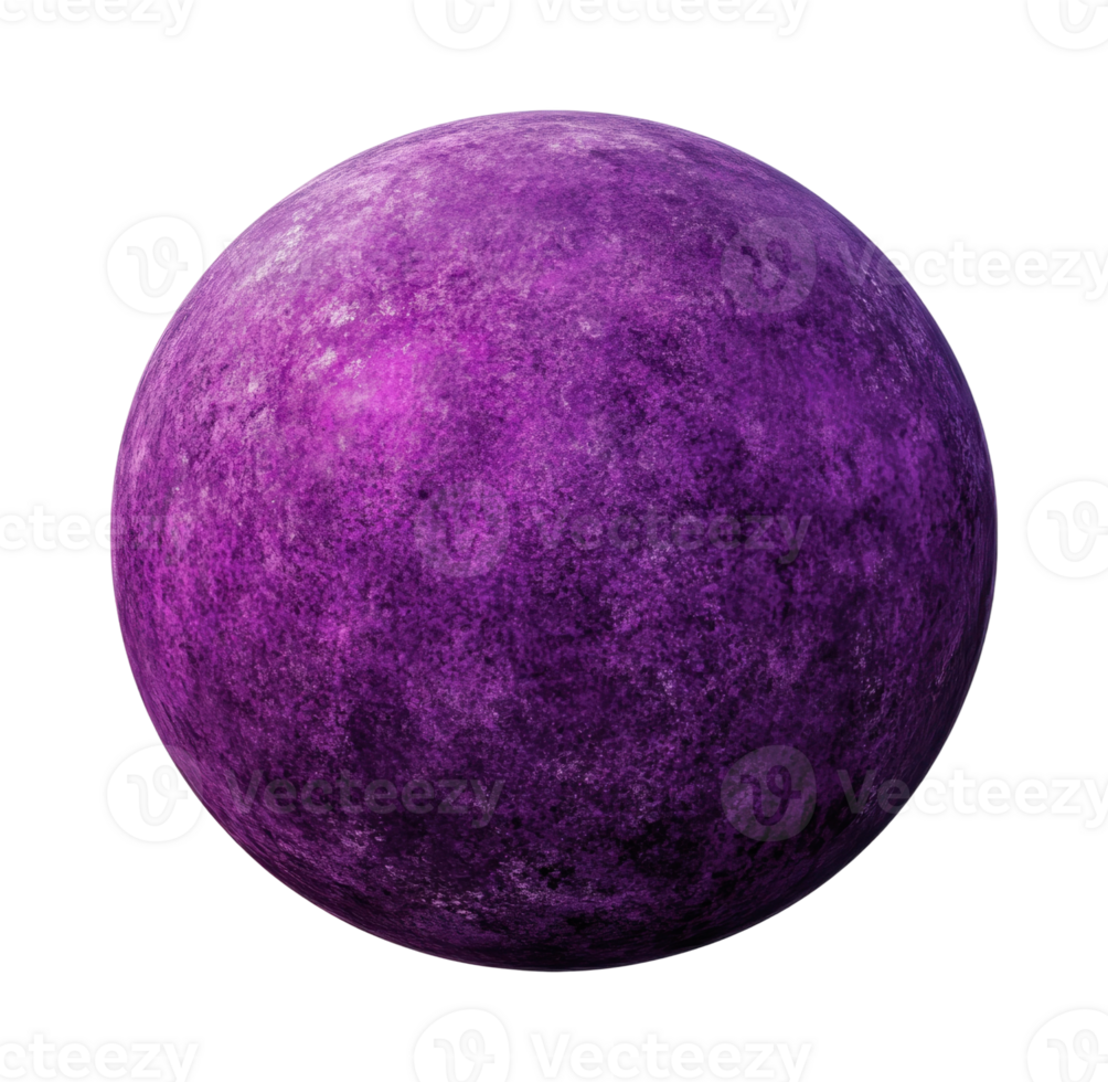 Vivid purple planet with textured surface in space png