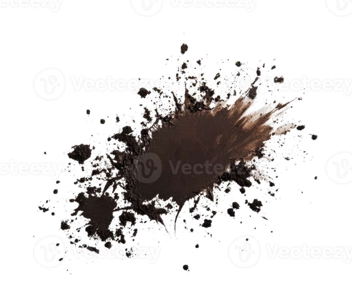 Dynamic mud splash on black background creating abstract shapes png