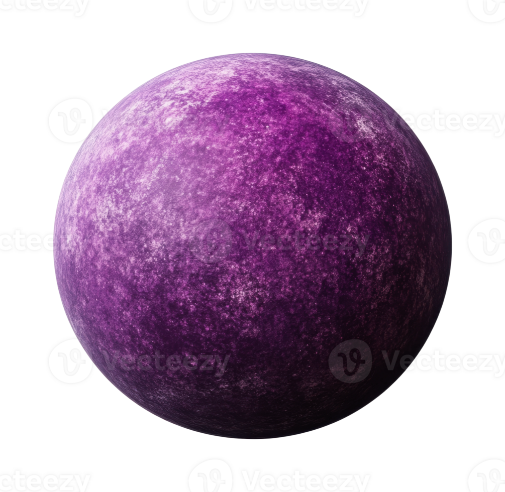 Purple textured planet surface on black background png