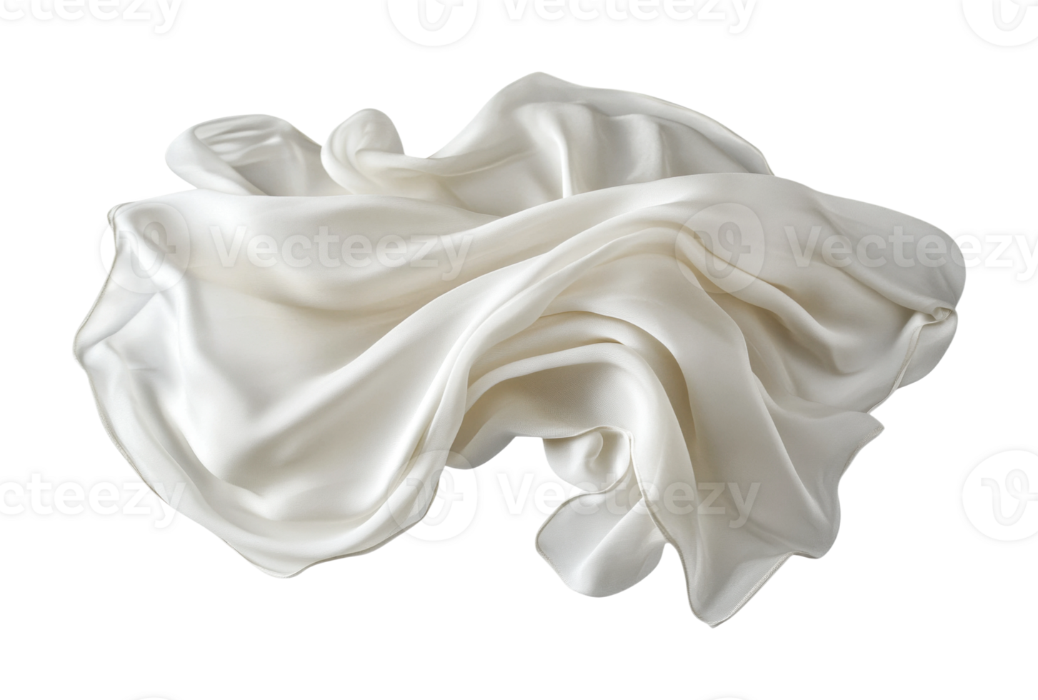 Elegant flowing white silk fabric with soft folds and luxurious texture png