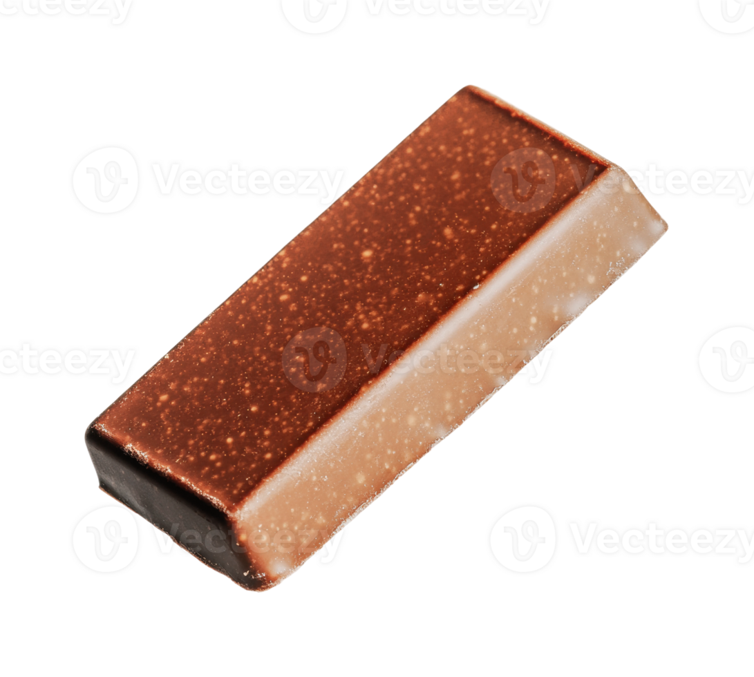 Close-up of chocolate bar with speckled coating on black background png