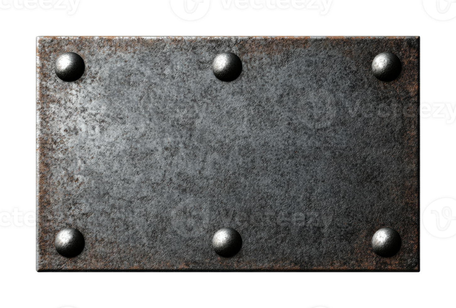 Rustic metal plate with rivets and weathered texture png