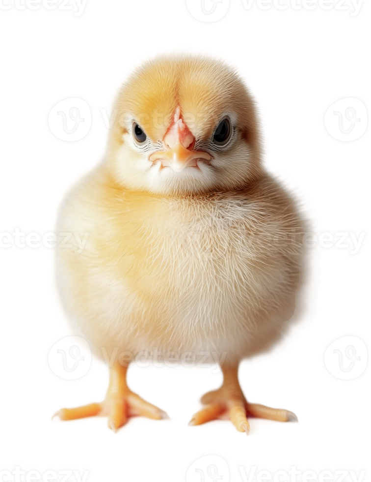 Fluffy yellow chick with downy feathers and cute expression png