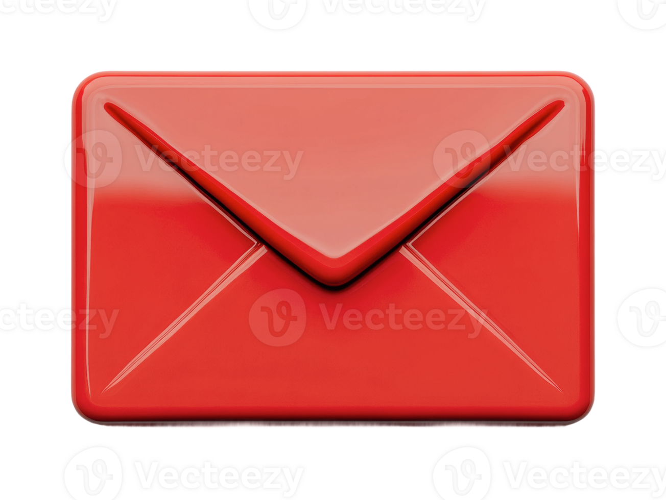 Glossy red envelope icon with polished 3d design on white background png