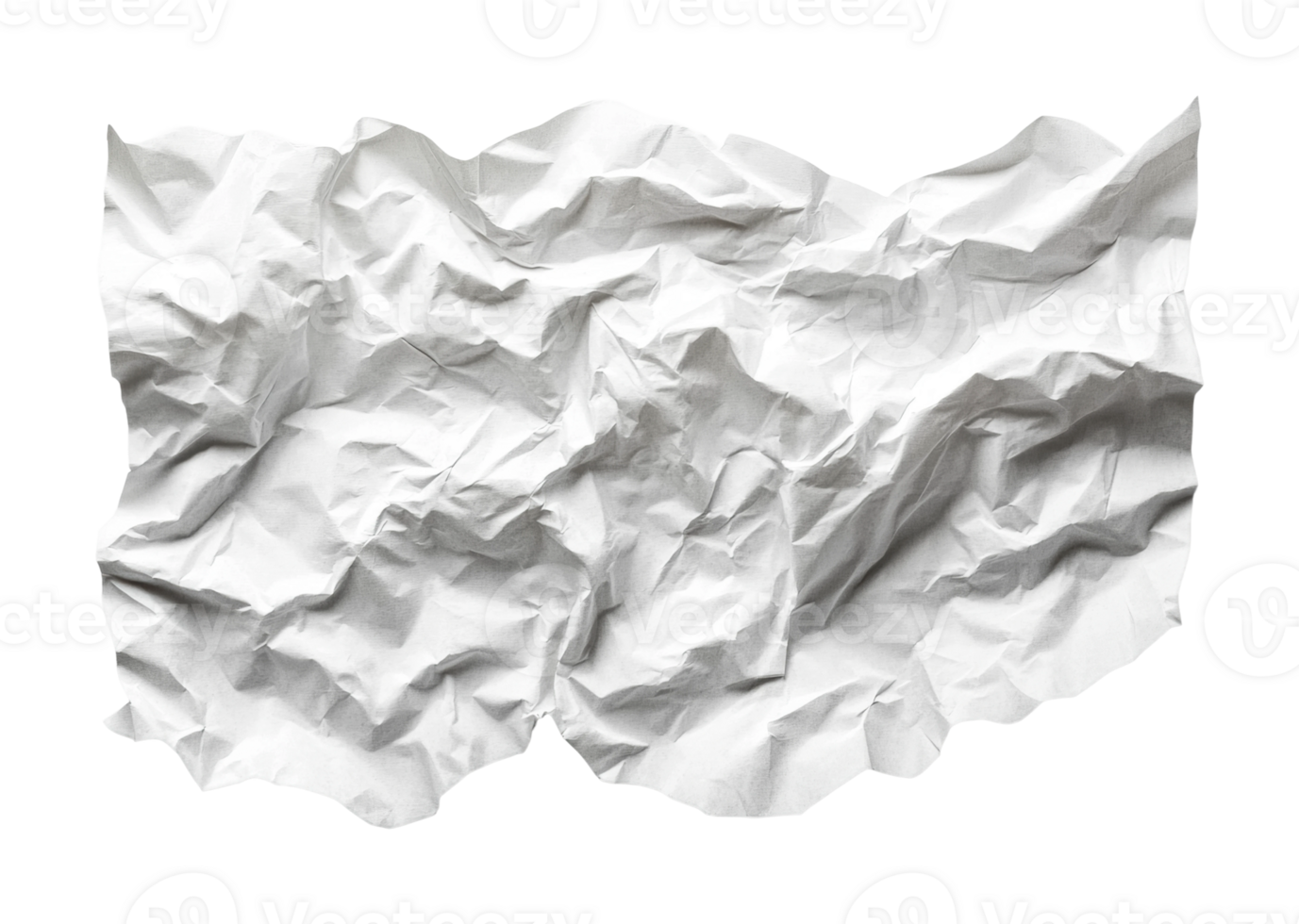 Crumpled white paper on black surface with detailed texture and shadows png
