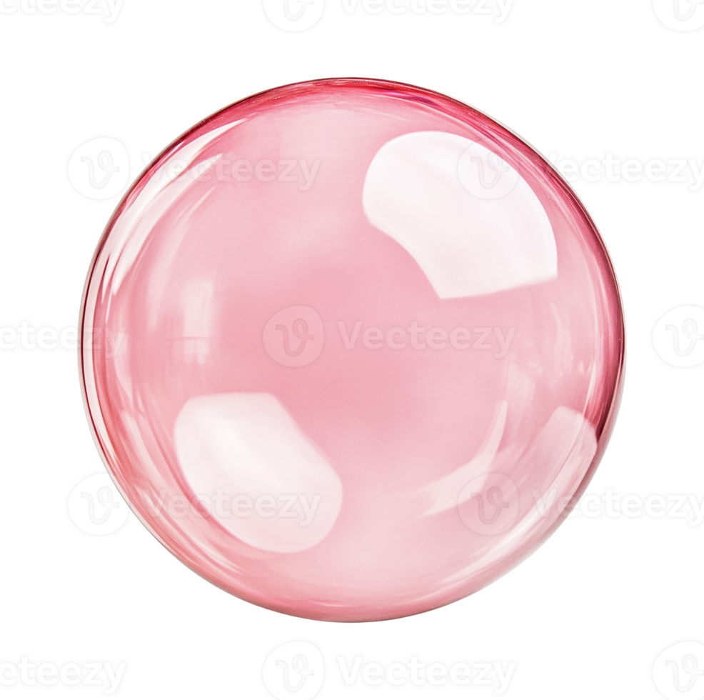 Close-up of shiny pink bubble reflecting light on black background png