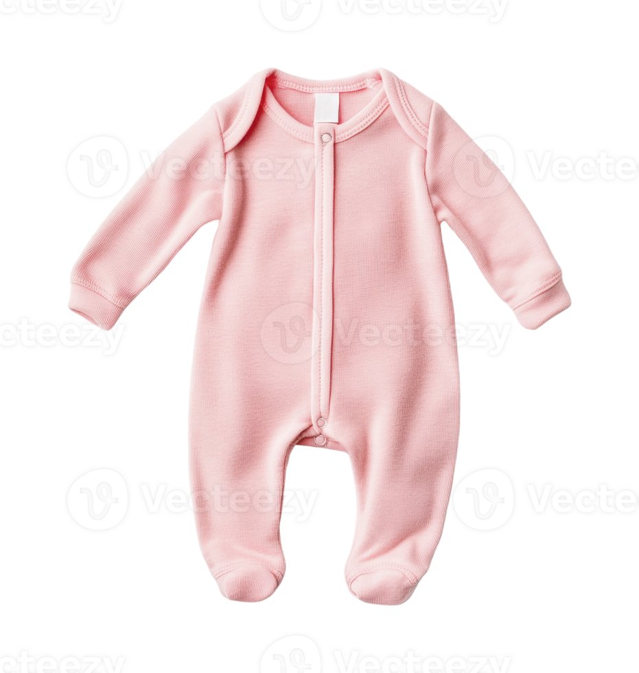 Pink infant onesie with long sleeves and snap closures png