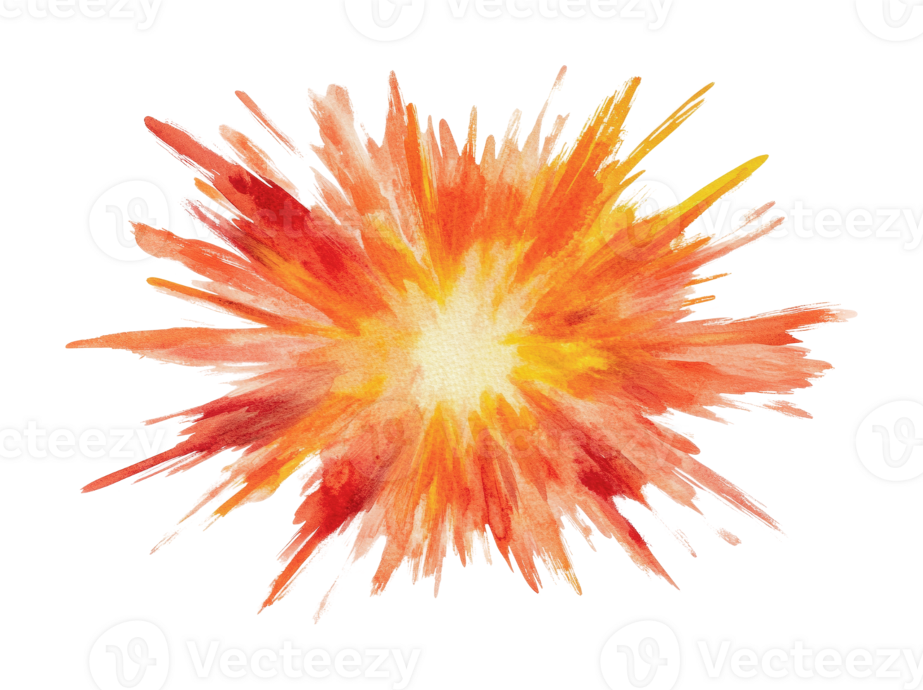 Vibrant watercolor explosion in red, orange, and yellow splashes png