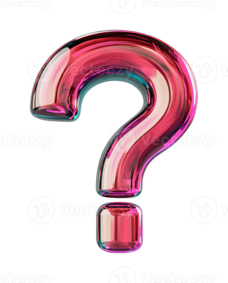Vibrant translucent pink question mark on black surface png
