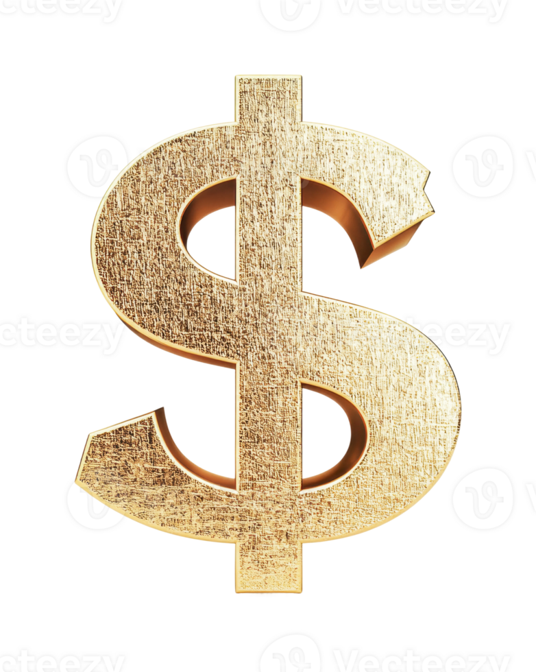 Golden dollar sign symbol on black background png