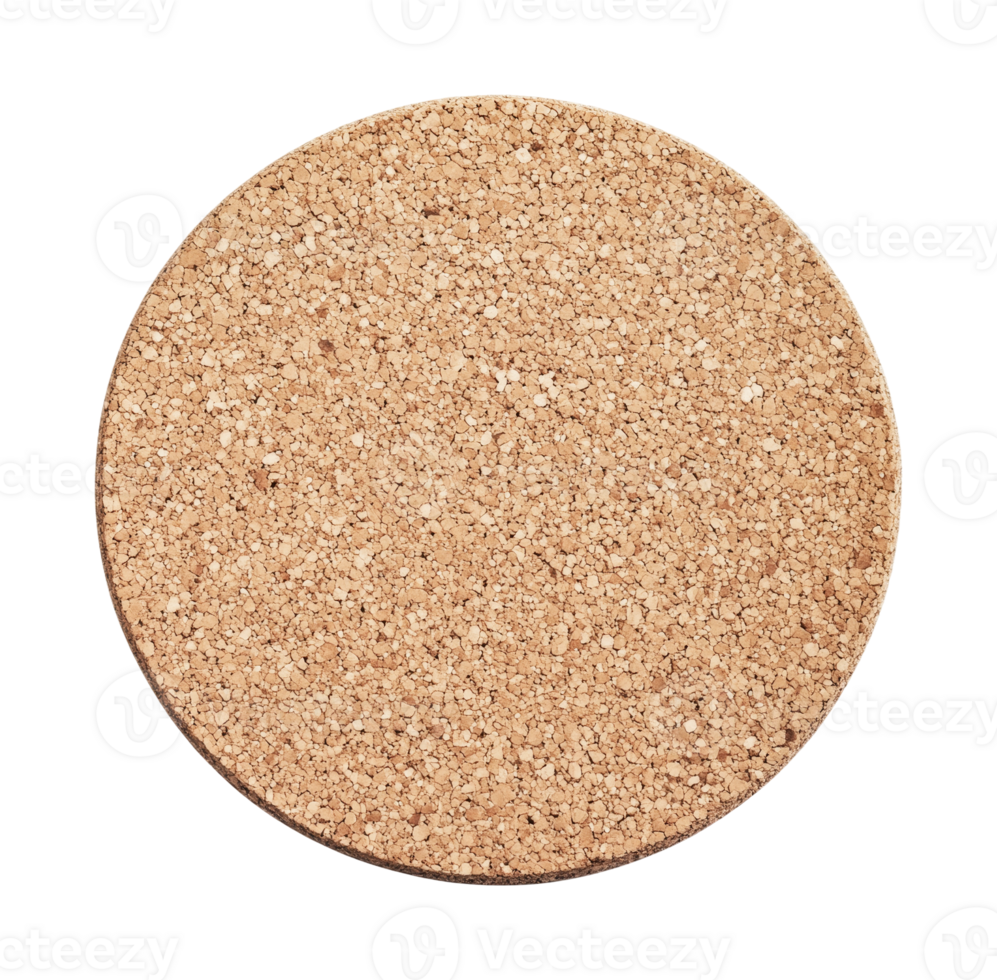 Round cork coaster isolated on black background png