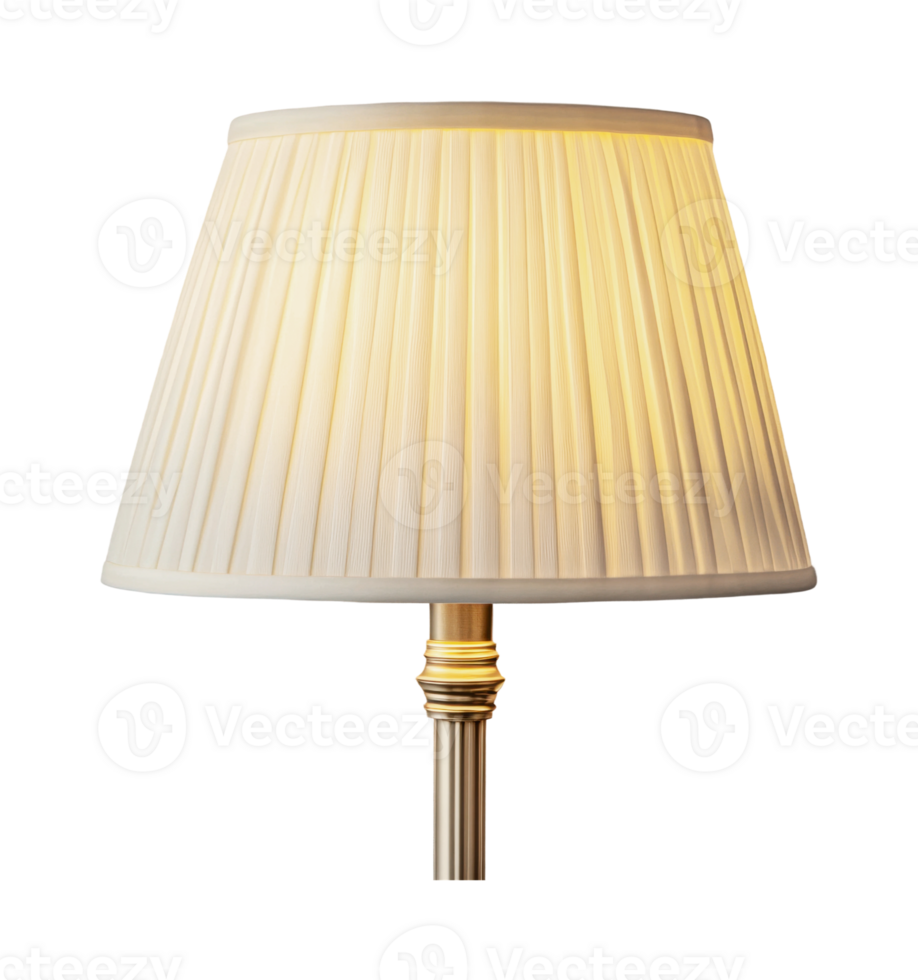 Elegant beige table lamp with pleated shade on brass stand png