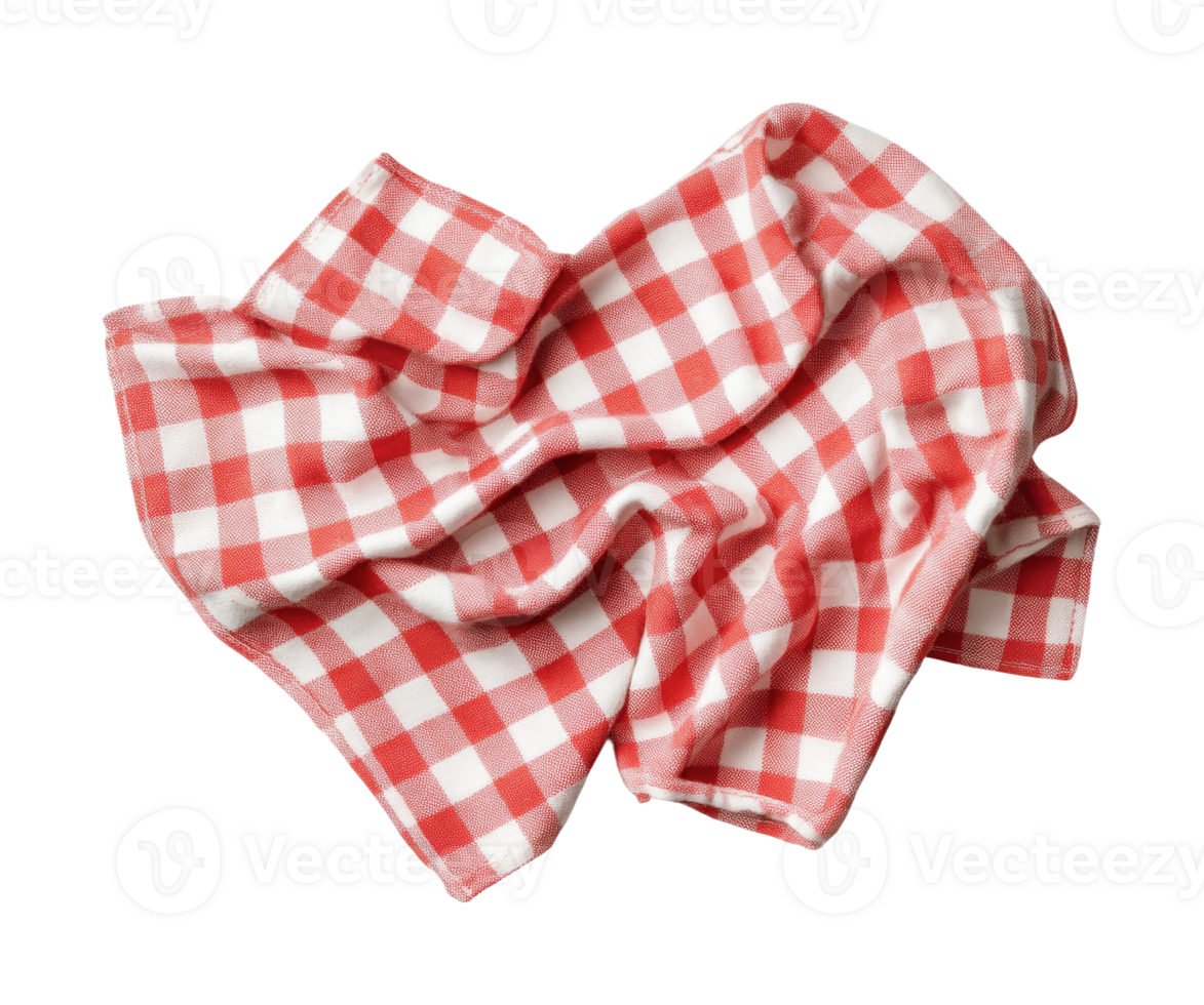 Red and white checkered cloth on black background png