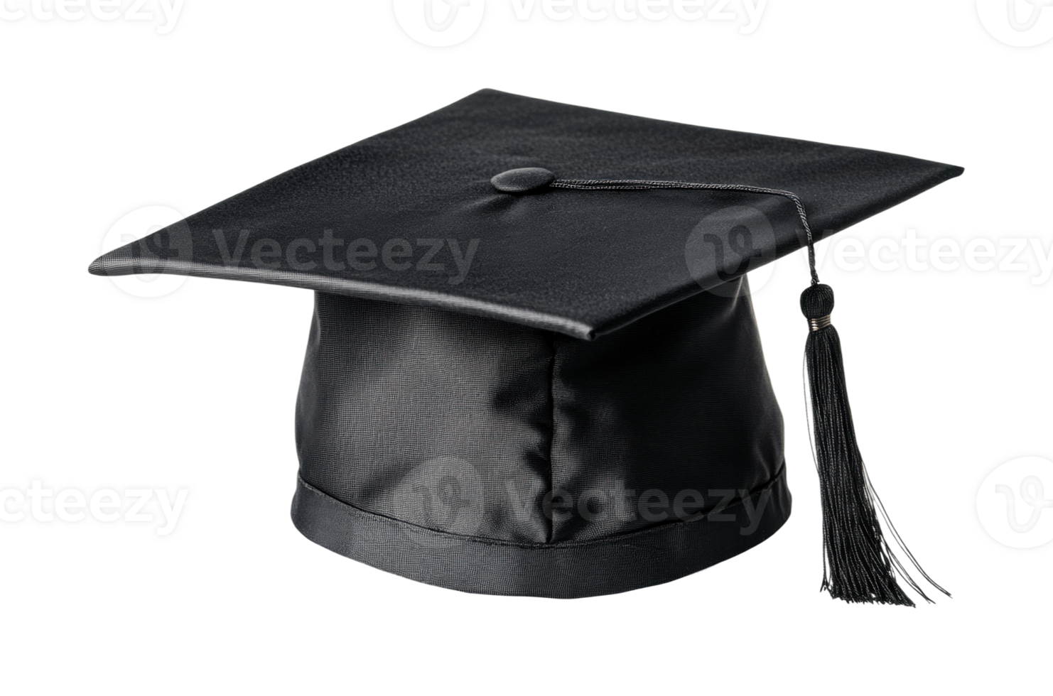 Classic black graduation cap with tassel on plain background png