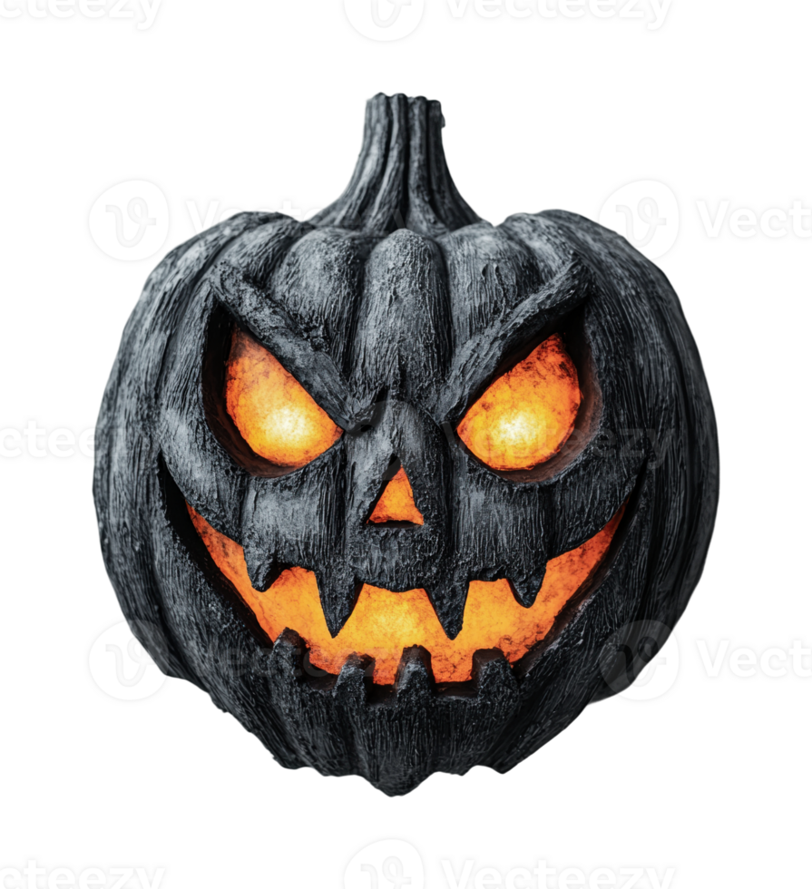 Glowing grinning jack-o'-lantern with evil expression and illuminated eyes png