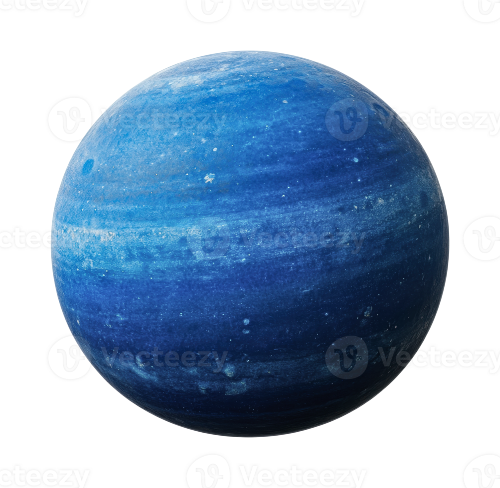 Deep blue neptune sphere with atmospheric bands and patterns png
