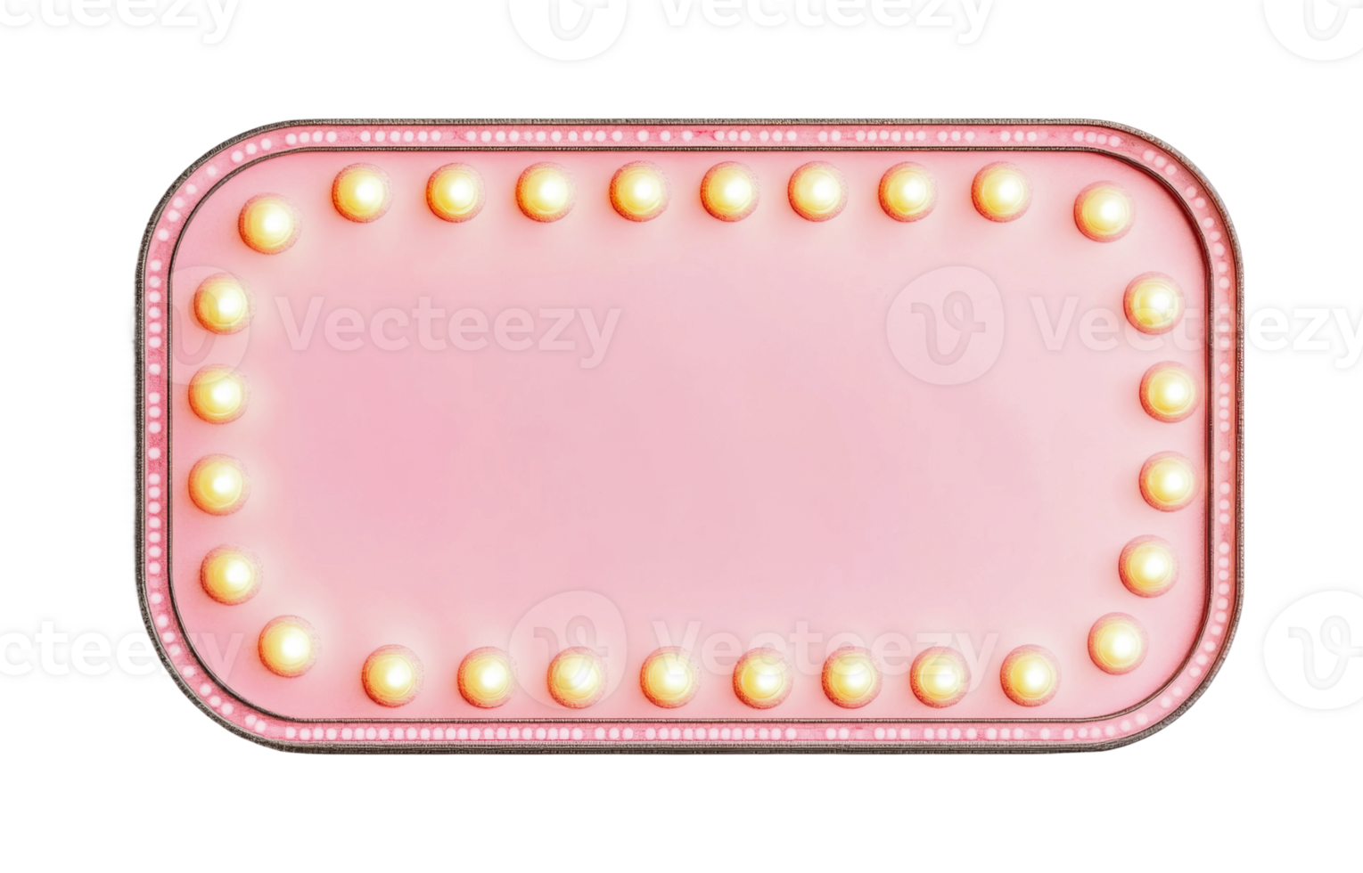 Rectangular pink vintage marquee signboard with circular bulbs png