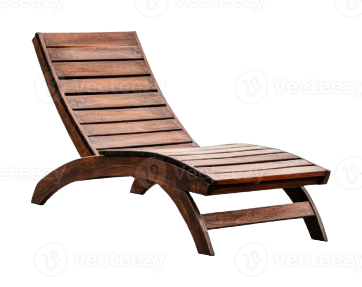 Stylish wooden outdoor lounge chair with curved design png