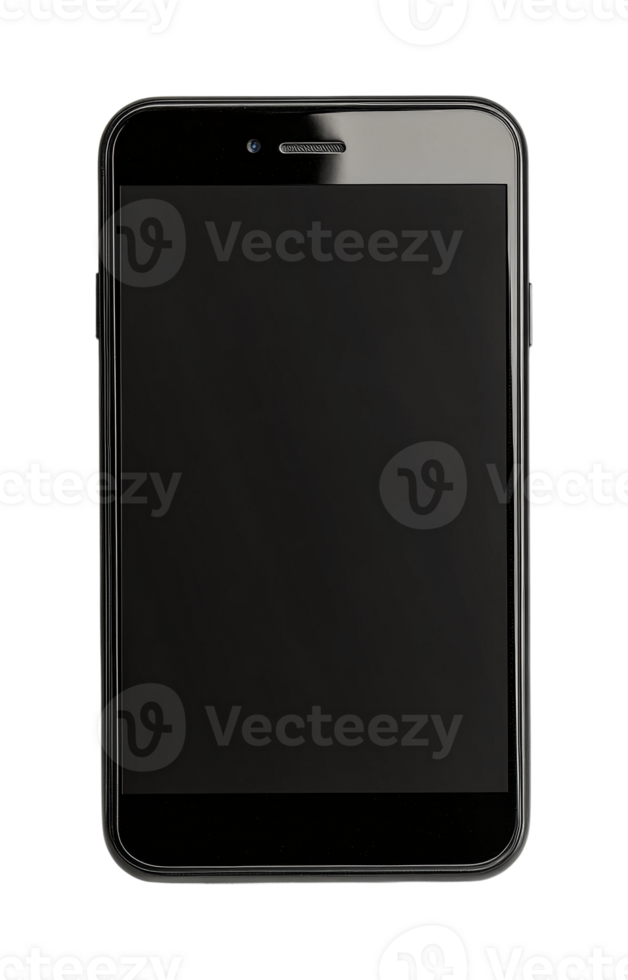 Modern smartphone with black screen displayed vertically png