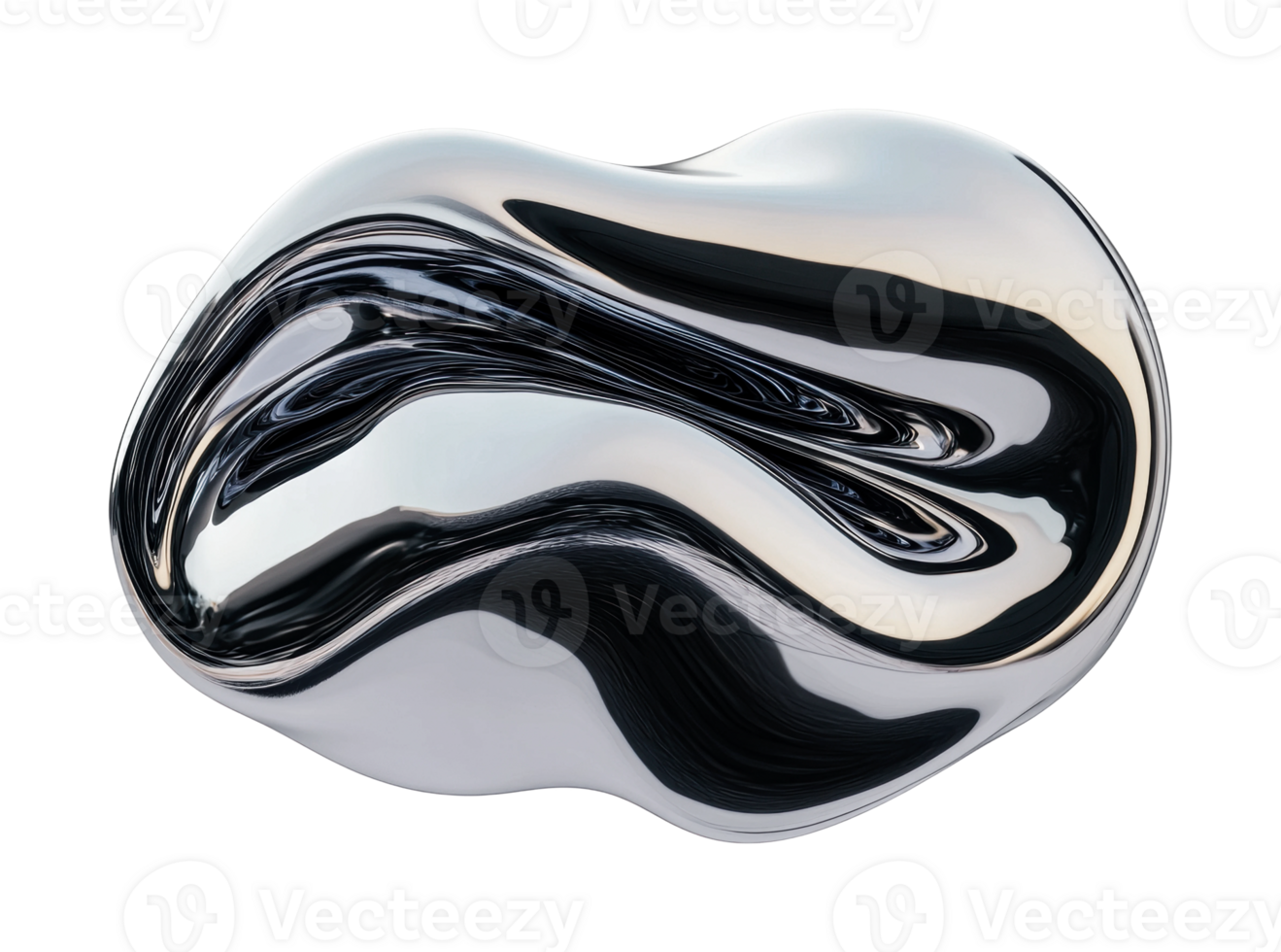 Abstract metallic sculpture with smooth curves and reflective surface png