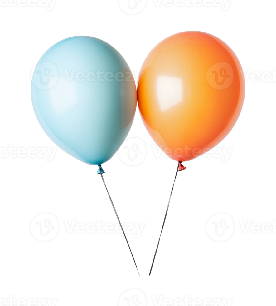 Blue and orange balloons in a heart-shaped arrangement png
