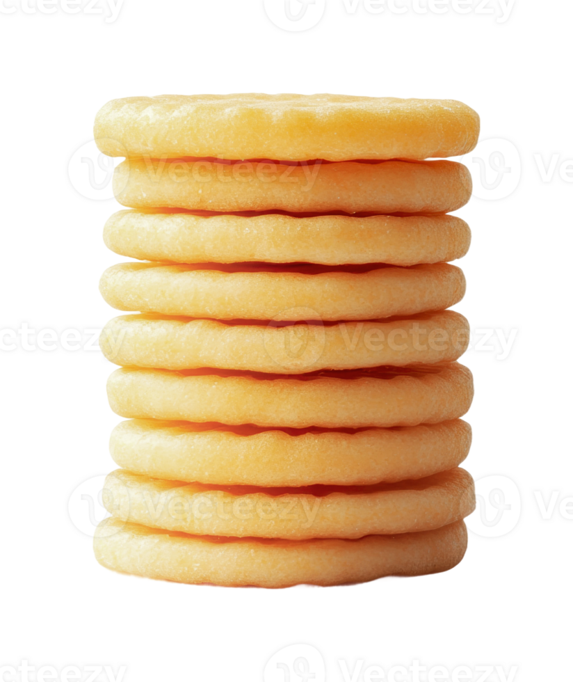 Stack of round vanilla cookies on black background png