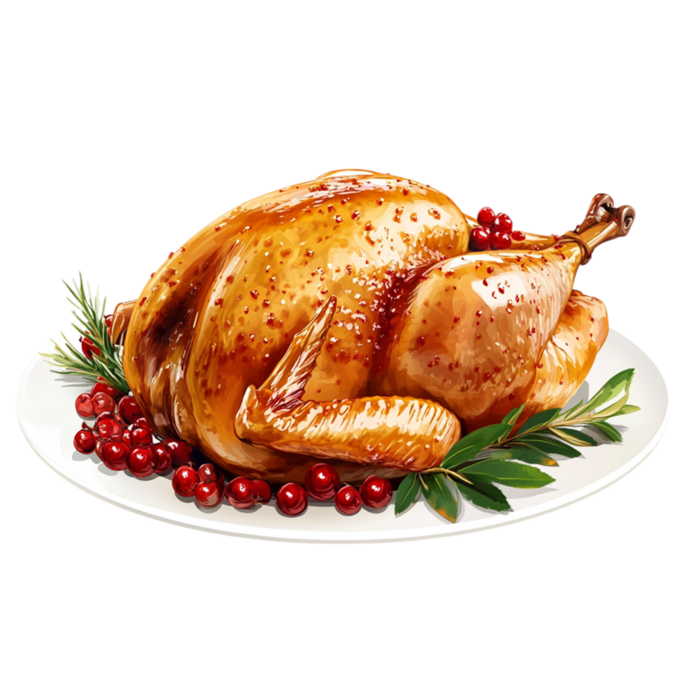 roasted turkey served on a plate garnish png