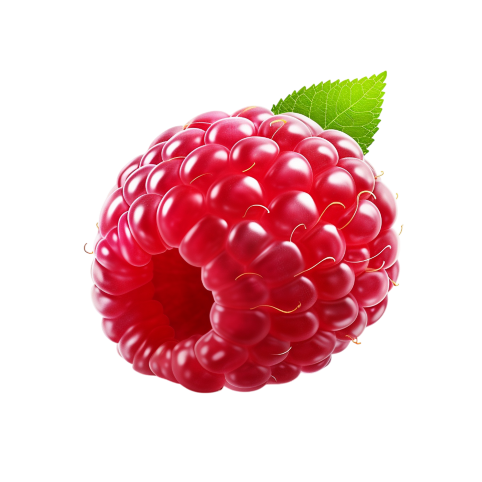 Close up view of a single raspberry fruit png