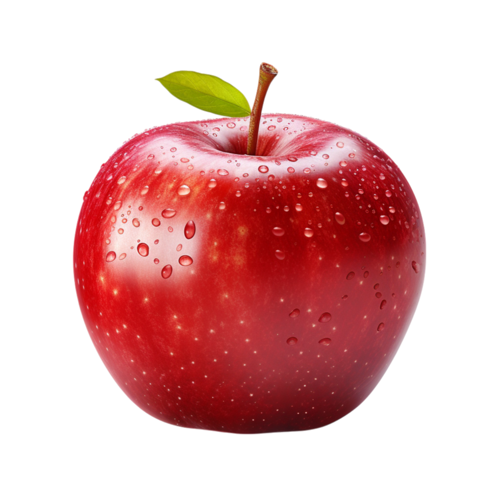 red apple covered in tiny water droplets png