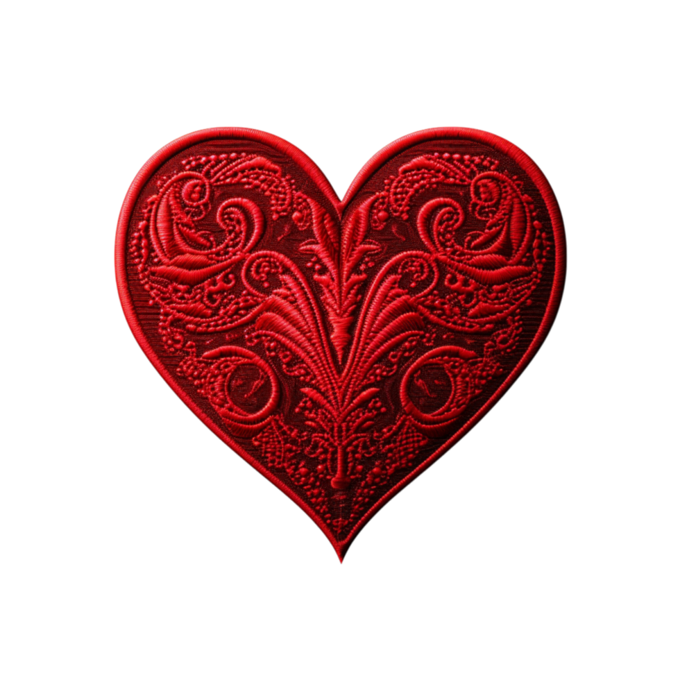 Intricately designed red heart patterns png