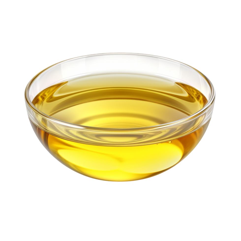 glass bowl filled golden cooking oil png