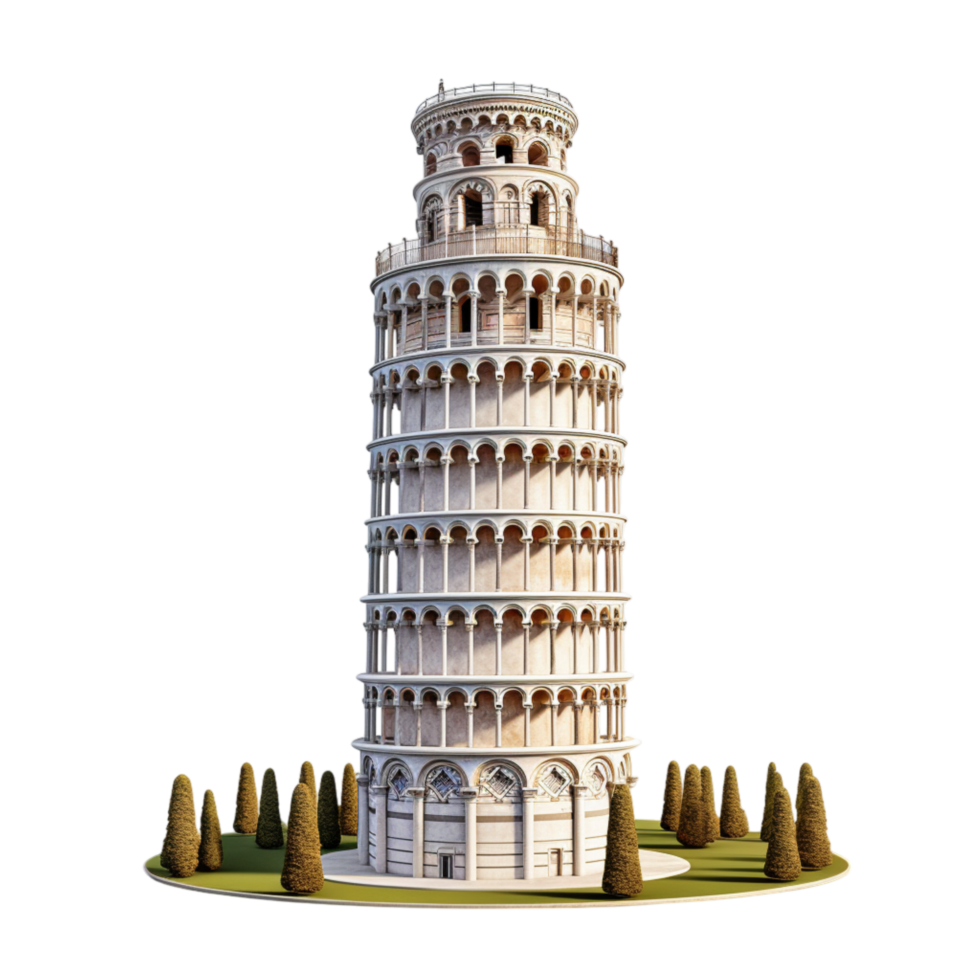 Famous Leaning Tower of Pisa sting against a clear sky png
