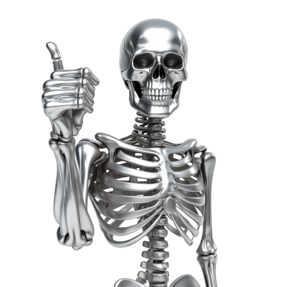 Skeleton giving a thumbs up a confident pose png