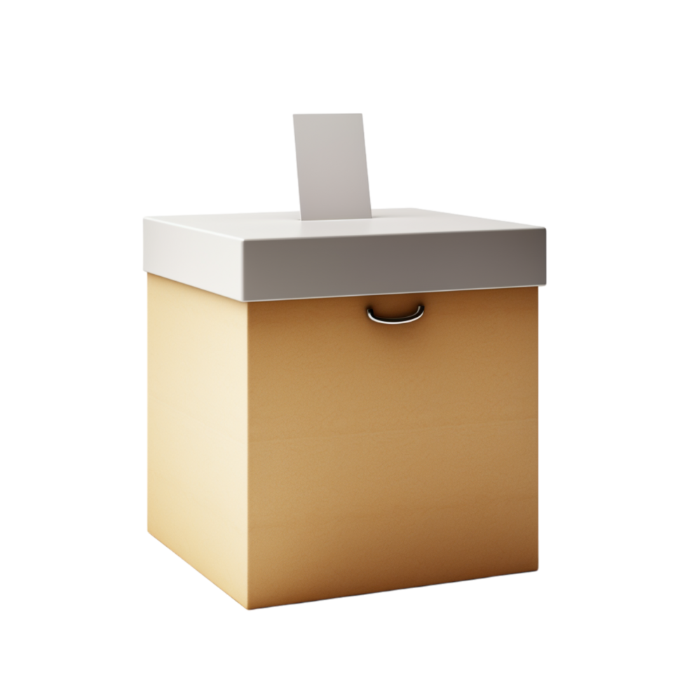 Sealed cardboard ballot box a narrow slot on top for voting papers png