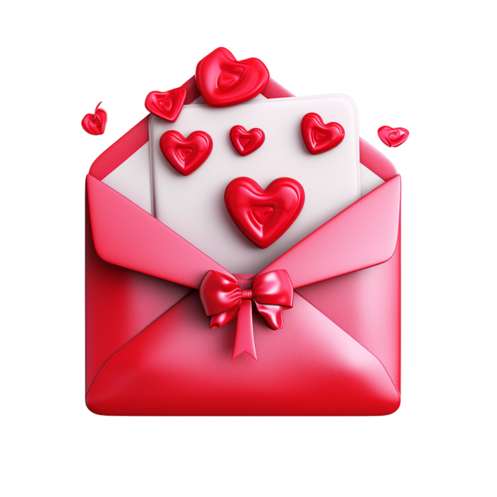 Pink envelope heart decorations a ribbon bow png