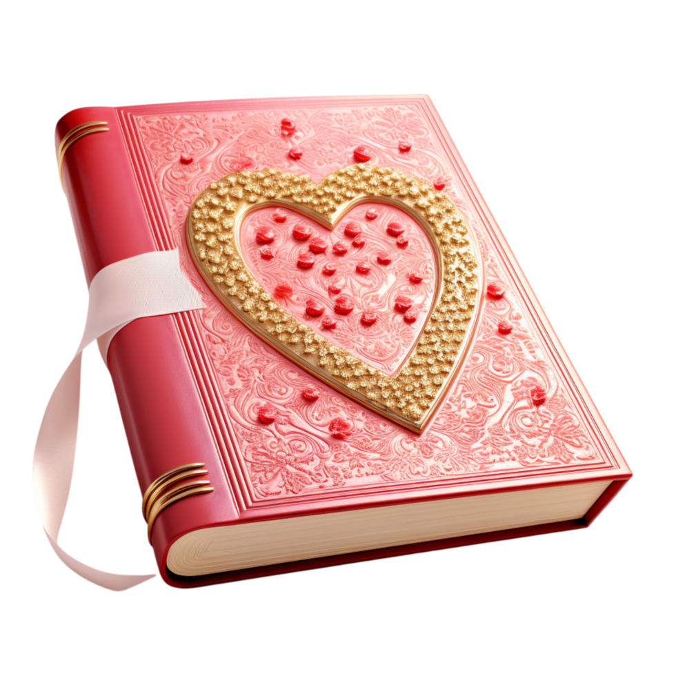 Romantic red journal adorned a heart wrapped in ribbon png