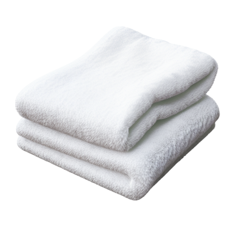 Stack of neatly folded fluffy white towels png