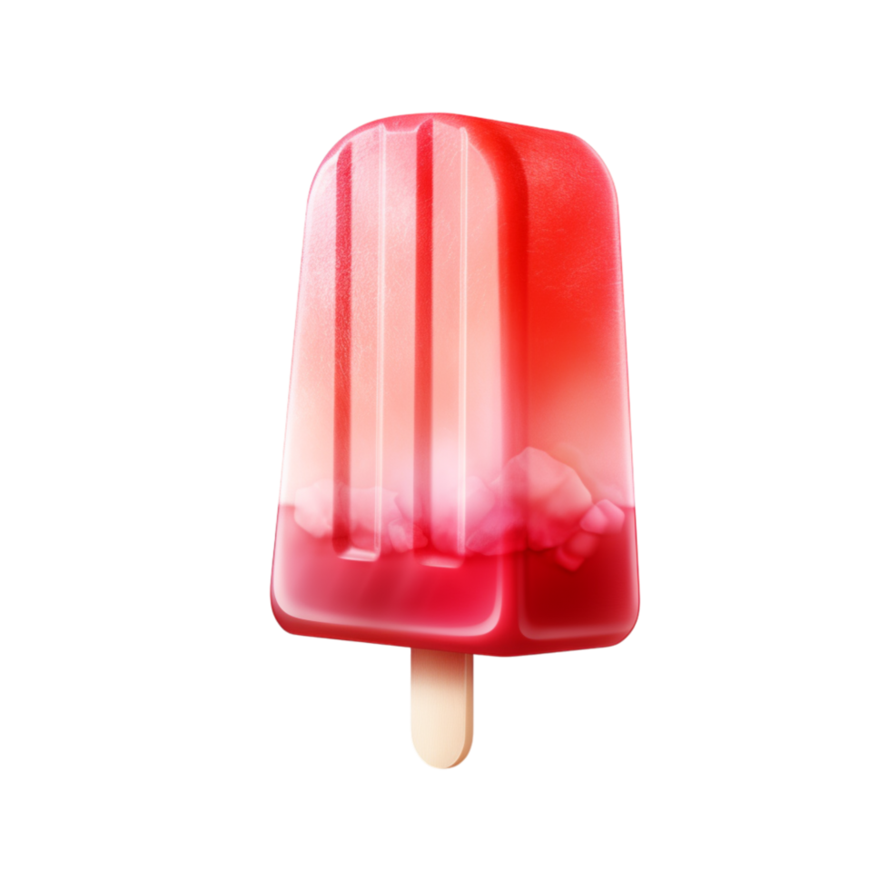 Red white popsicle a wooden stick melting slightly on the edges png