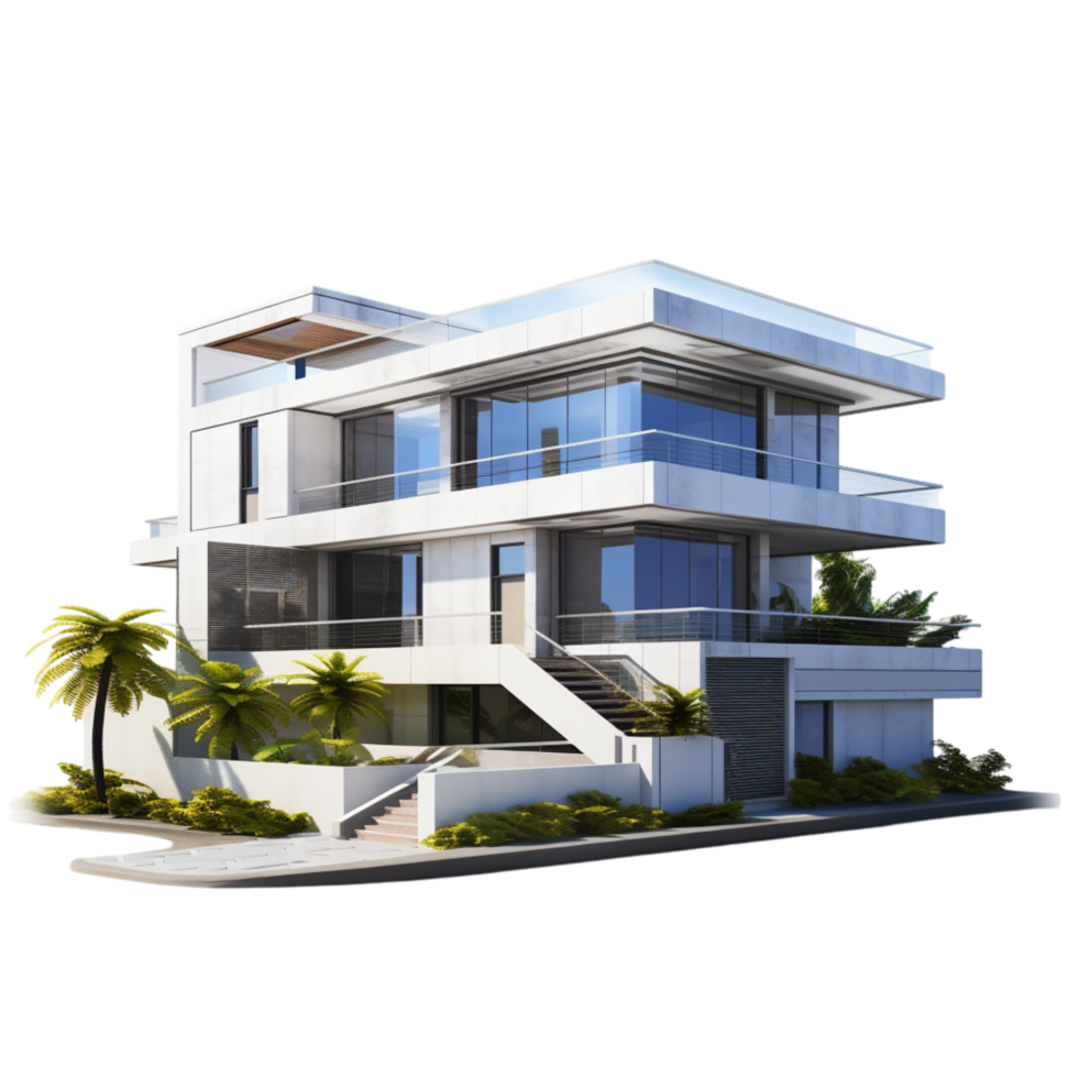 Luxurious house a sleek white blue design png