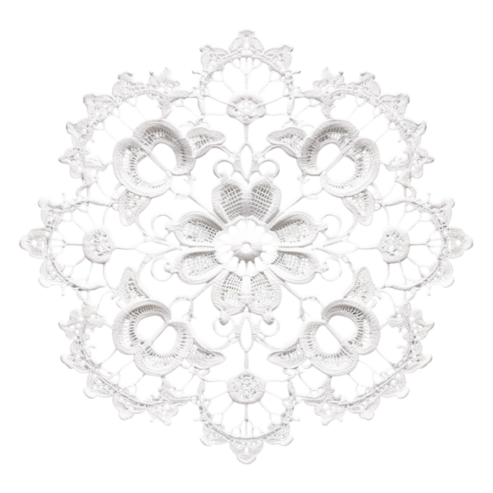 White ornamental lace pattern delicate symmetrical design png
