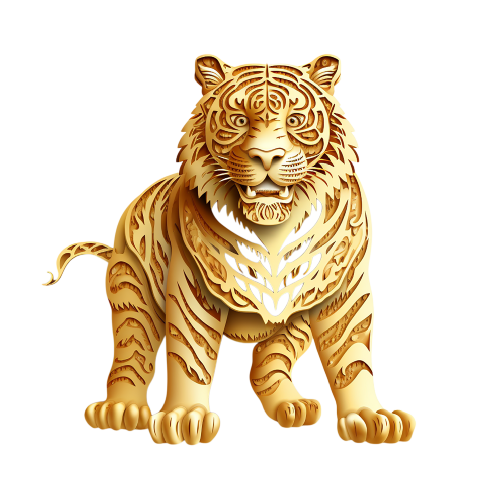 Powerful golden tiger sting proudly an intense gaze png