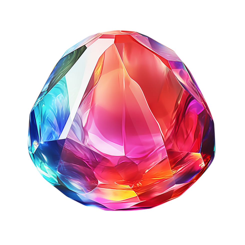 Multicolored faceted gemstone a zzling reflective surface png