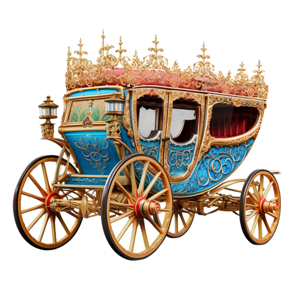 royal carriage intricate gold detailing blue panels png