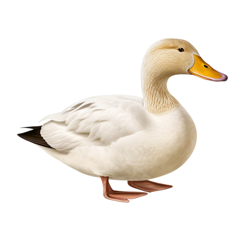 White duck sting calmly a yellow beak feet png