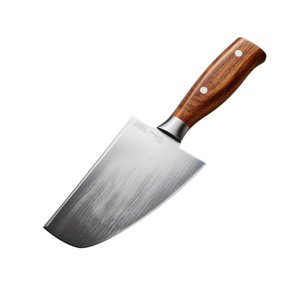 Sharp cleaver knife a wooden hle a metal blade png