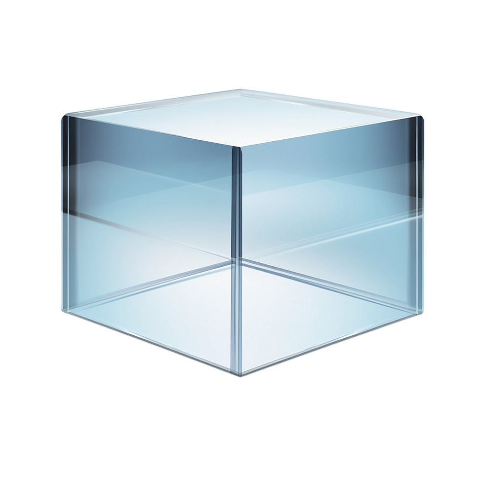 glass cube a reflective surface sharp edges png